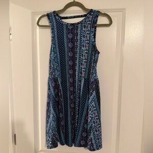 Hollister Blue and White Patterned Mini Dress